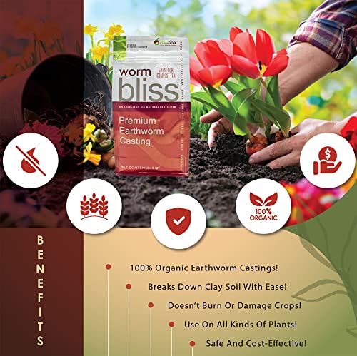 Myco Bliss (1Lb Powder) + Worm Bliss (1 Qt) - Mycorrhizal Fungi Root Enhancer - Earthworm Castings Organic Fertilizer - Mycorrhizae Inoculant For Healthy Root Growth & Nutrient Absorption #TOP5