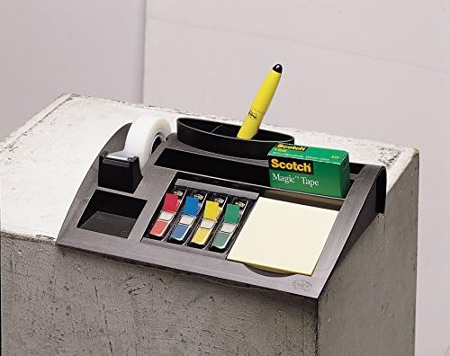 Post-it Desk Organizer, Silver Color - For Improved Workflow with Notes Index Tabs and Scotch Tape, 1x Organiser pre-loaded with stationery and supplies