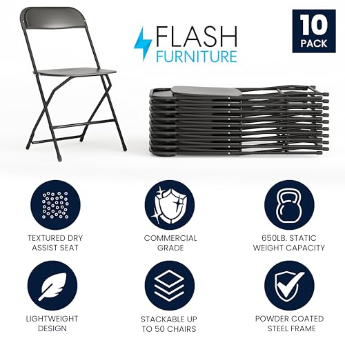 image for Flash Furniture Hercules Set of 10 Indoor/Outdoor Heavy-Duty Plastic F