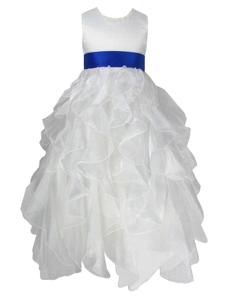 Occasion Flower Girl Dress in Ivory & Colors Sash Size 2 to 12