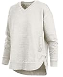 Royce Apparel Melange West Hall V-Neck Pocketed Poncho Fleece - Oatmeal