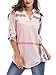 Produktbild St. Jubileens Damen Roll-up 3/4 Ärmel Kariert Shirt Tunika V-Ausschnitt Casual Pullover Blusen Tops - Orange - Large