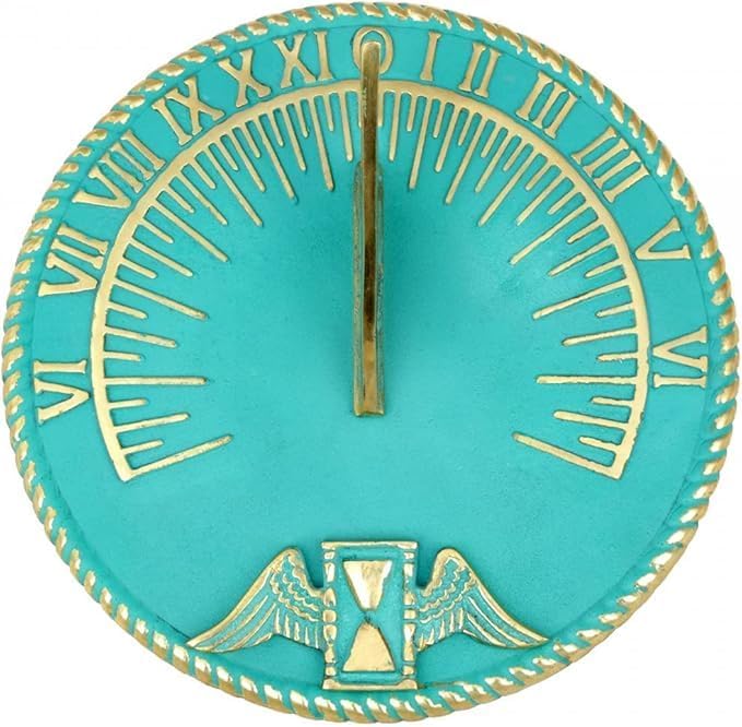 Brass Sundial 10" inch Turquoise Blue Vintage Sundial for Yard Decorations Outdoor Garden Art Gift Sundials, Birthday Gift, Anniversry Sundial & Couple Gift Idea