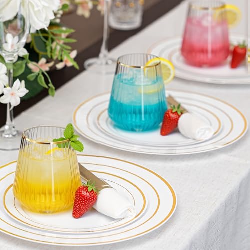 N9R 40PCS Plastic Wine Glasses Disposable, 14 oz Gold Rim Cocktail Spritz by N9R - Used condition - Image 6