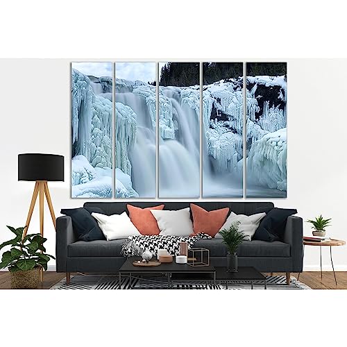 Cuadro en lienzo ZELLART Tannforsen SL454 contra paredes vacías set 5 paneles de cascada