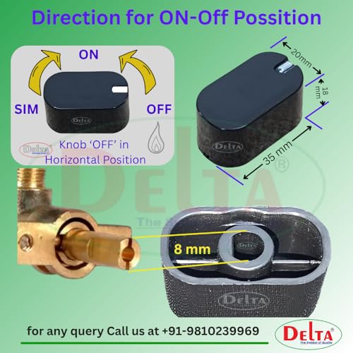 Image of DELTA Universal fit Knob for Gas Stove Replacement Parts | Long Lasting, Smooth Operation, Premium PVC On-Off Push Type 8 MM Spindle Black Knob for All Sleek Slim Modal Gas Stove Pack of 2