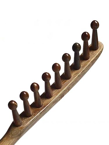 Miniatura 2 de Eyepkildly Peine de masaje meridiano de nueve dientes, peine de masaje para cuero cabelludo, Gua Sha, verde sándalo, masajeador de cabeza para el