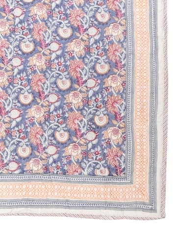 Image of Zuhur Jaipuri Double Bed Comforter | 100% Cotton Reversible AC Comforter Blanket Quilt Razai | Winter Summer All Season Dohar | Skin-Friendly Bedding | Handblock Printed Gift for Home Decor