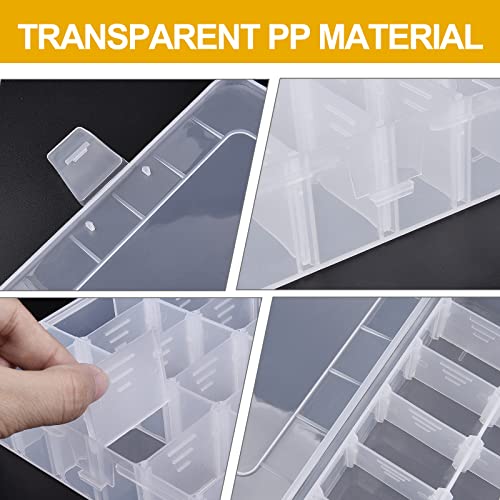 Vigrue Transparent Plastic Grid Box Storage Organizer, 24 Grids Hardware Tool Box Organizer With Adjustable Dividers, Size 7.87” X 5.24” X 1.38” #TOP2