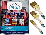plid Holzfarbe Holzlack Farbe für Holz Landhausfarbe Dauerschutzfarbe Weiß0,75l - Anstreichset