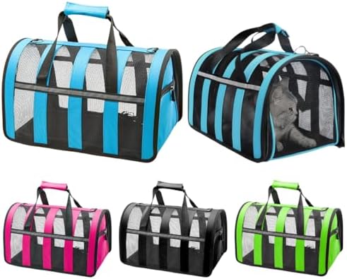 Bolsa De Pet Transporte Média Viagem Mala Avião Cães Gatos (azul)