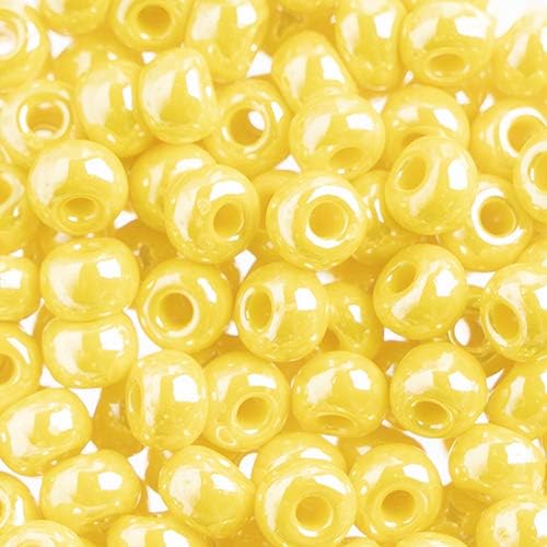 John Bead Czech Glass Seed Beads 32/0 (8mm) Opaque Yellow/Sfinx 250Grams Beads for DIY Arts Crafts Jewelry Bracelets Necklaces Earrings Making