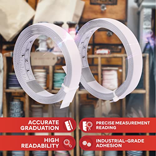 Xfasten Tape Measure With Adhesive Back, 0.5-Inch X 12-Feet (2-Pack) Left To Right Peel And Stick Measuring Ruler Tape For Workbench, Woodworking, Sewing; Sticky Self-Adhesive Metal Measuring Tape #TOP7