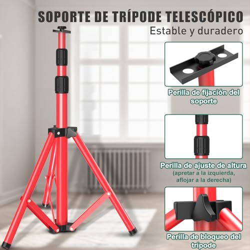 HYCHIKA 2x60W Foco LED 14,000LM 6500K para trabajo exterior, obras y jardines - Con trípode telescópico 1.75M, IP65 Impermeable, Cable de 3M, 360°Giratorio - imagen 5