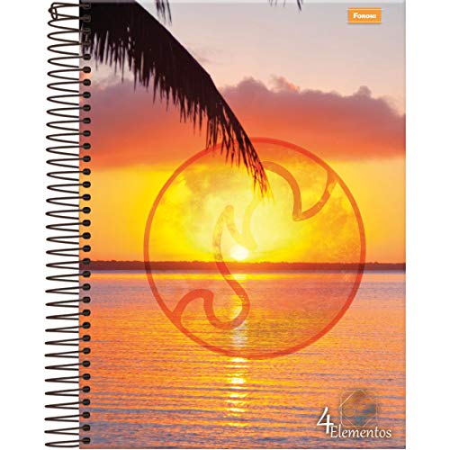 Foroni 8031 - Caderno 10 Matérias Capa Dura 2019 Quatro Elementos 200 Folhas, Kit de 4 unidades, Mul