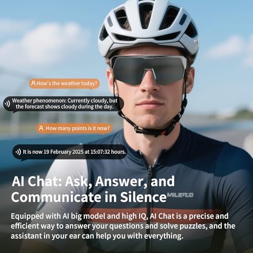Image of GenXenon Cycling AI Smart Glasses for Men Women, AI Translator Powered by ChatGPT, Support 160+ Languages, Bluetooth Running Sunglasses with Polarized Lenses for Sports Outdoor Activities(Siliver)