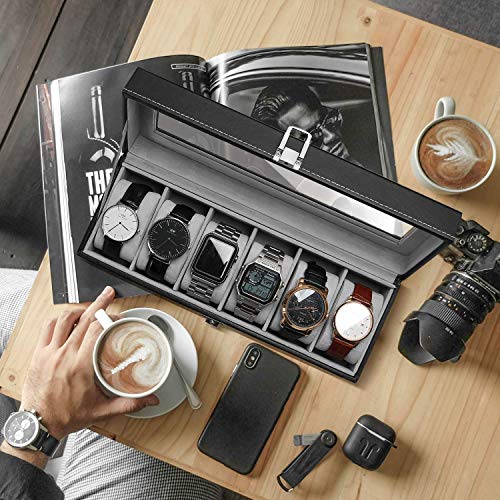 Procase 6 Slots Watch Box Display Case Bundle With (12 Slots) Watch Box Bundle With (12 Slots) Sunglasses Organizer For Women Man #TOP2