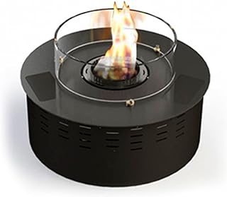 Fake flame fireplace Decorative fireplace Ethanol Fireplace, Round Built-in Fireplace Heater, Stainless Smart Remote Control Ethanol Fireplace Alcohol Fireplace, Indoor Outdoor Living Room Fire Pit, B