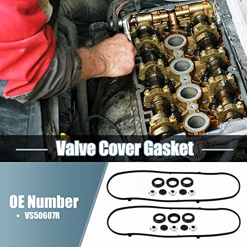 Image of X AUTOHAUX VS50607R Valve Cover Gasket for Honda Odyssey 2005-2009 for Honda Accord 2006-2007 Rubber Black 2 Set