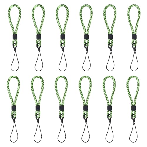 PATIKIL 12Pcs Phone Lanyards Finger Strap Portable Short Strap Black/Green
