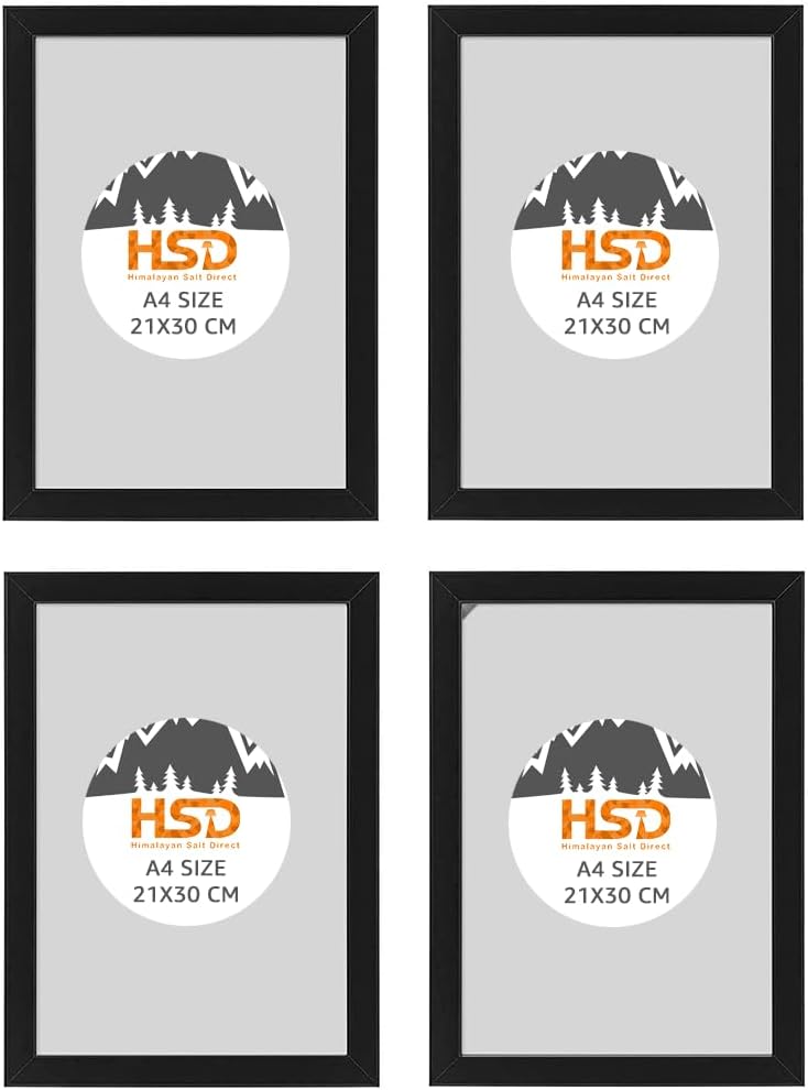 HSD Himalayan Salt Direct IKEA FISKBO, Set of 4 Photo Frames A4 21 x 30 cm Black