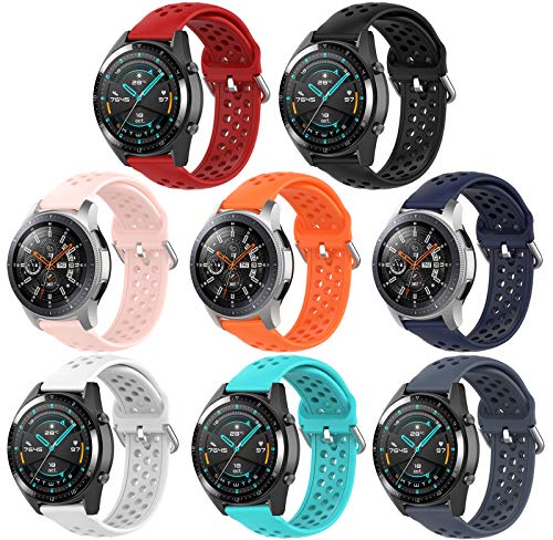 BOLESI 8PCS Replacement for Samsung Gear S3 Frontier / Samsung Galaxy Watch 3 45mm Band?22mm Soft Silicone Breathable Bands Replacement for Samsung Galaxy Watch SM-R800 (46mm)