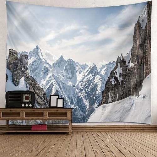 Grande tenture murale 300x256cm paysage montagne pour habiller et isoler visuellement