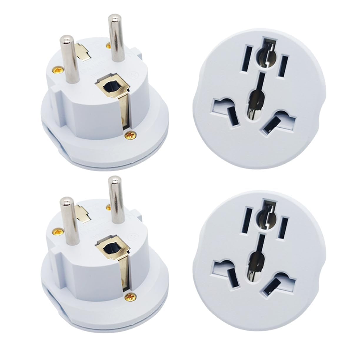 ECVV [4-Piece]Plug Converter, UAE, USA, EU, UK, AU, CN to KSA/EU/Germany Socket, Travel Adapter, Universal Socket Travel Adaptor for Business Trip Holiday Hotel Airport for Cell Phone, Laptop