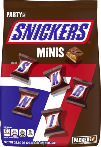 Image of SNICKERS Minis Size Milk Chocolate Candy Bar Bulk Assortment, 35.6 oz Bag (Pack of 2)