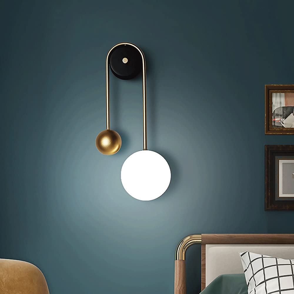 Kreatywne kinkiety w stylu zegara wahadłowego, korpus lampy LED Den z żelaza + akrylowy abażur, kinkiety, prosty metal do salonu