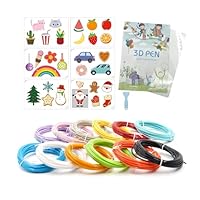 PLA Filament for 3D Pen Printing Materials, 12 Common Colors, Total 120 Meters, 1.75mm, 3D Printing Drawing Book Reuseable Colorful 22 Patterns with a Transparent Copy Board and a Plastic Scraper.