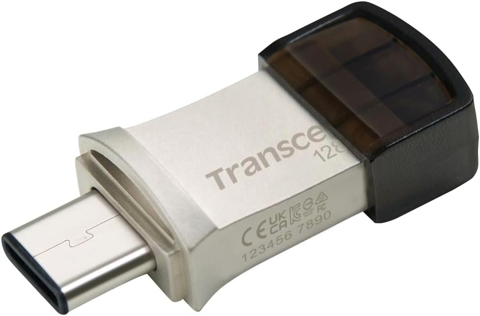 Transcend Japan TS128GJF890S USB Memory, 128 GB, USB 3.1, Gen1, Type-A/Type-C Dual Connectors, Compact Type, Data Recovery Software