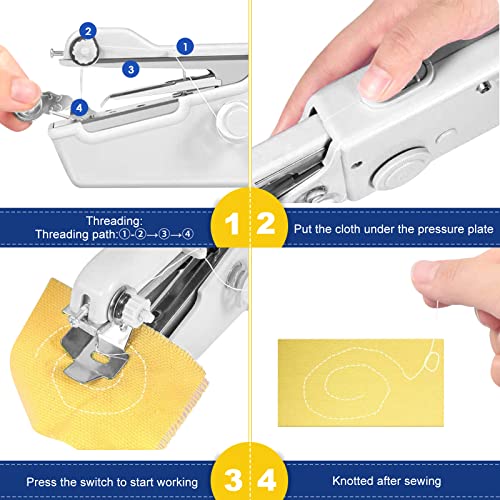 Handheld Sewing Machine Practical Sewing Tool,Mini Handheld Sewing Machine For Quick Stitching,Portable Sewing Machine Suitable For Home,Travel And Diy,Electric Handheld Sewing Machine For Beginners,White #TOP4