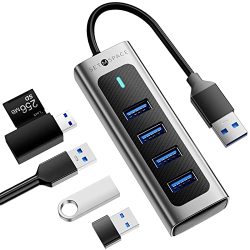 USB Hub, 4-Port USB Hub Lightweight Aluminium Alloy, Multi USB Port Hub High Speed 5Gbps, USB Extension Hub for Data Transfer, USB Port Expander for Laptop, PC, NoteBook, MacBook, and More. USB Hub, 4-Port USB Hub Lightweight Aluminium Alloy, Multi USB Port Hub High Speed 5Gbps, USB Extension Hub for Data Transfer, USB Port Expander for Laptop, PC, NoteBook, MacBook, and More.