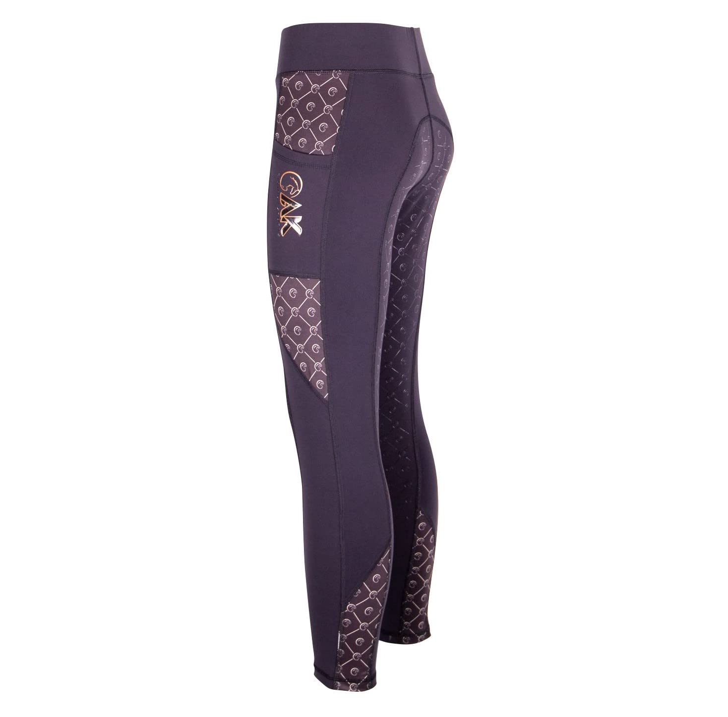 AK Noir Perle Collants/Leggings/Culottes d'équitation Respirant Taille Haute à Enfiler avec Grip en Silicone AKRS 6057