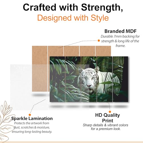 Image of The Castle Decor Tiger trees painting with frame 5 Big Size (27x48) Wall Art for living room,Bedroom,Drawing room,Hotels-Digital Painting