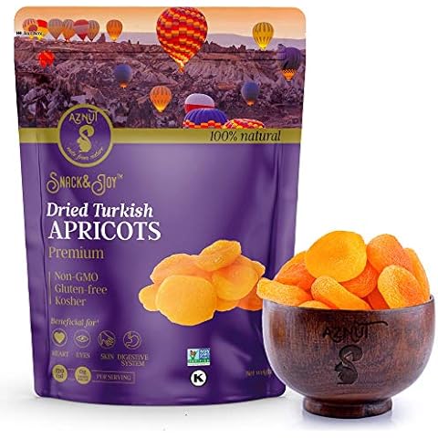 AZNUT Turkish Dried Apricots, No Sugar Added, 100% Natural Premium Quality, NON-GMO Project Certified, Kosher, Gluten-Free, Resealable Bag 2 LB Cover