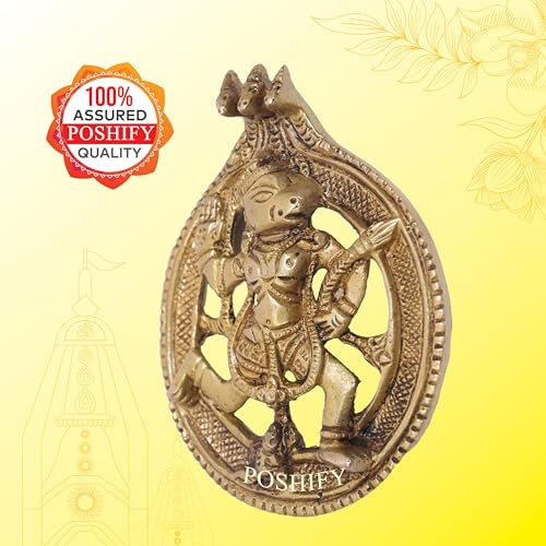 Image of Vaastu Hanumanji Brass Wall Hanging, Sankat Mochan Hanuman, Door Hanging, Home Protection, Good Luck Charm, Home Decor, Vastu Shastra, Wall Decor, Indian Handicraft, Lord Hanuman Idol - 707