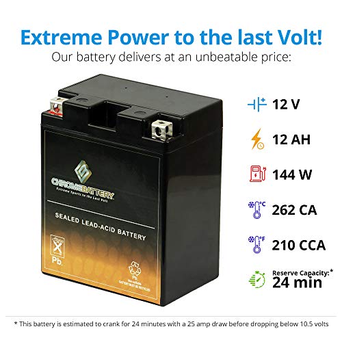 Image of CB CHROMEBATTERY YTX14AH-BS 12V 185 CCA 15 Ah Sealed AGM - Maintenance-Free Power for ATV UTV Motorcycle - Fits Polaris Sportsman 570, Honda Rancher, Yamaha Grizzly - T3 Terminal