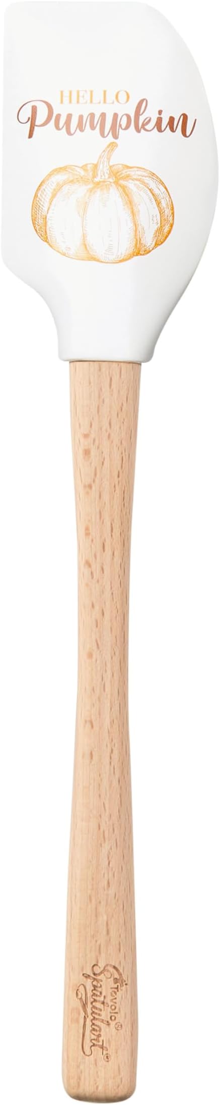 Tovolo Spatulart ‘Hello Pumpkin' Fall Silicone Spatula with Wood Handle – BPA Free, Heat-Resistant, Ideal for Baking, Mixing & Meal Prep