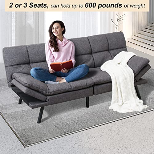 Opoiar Futon Sofa Bed Memory Foam Couch Bed with Mattress and Frame