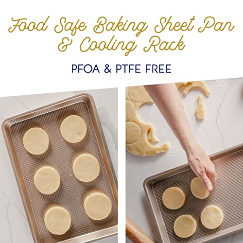 Ultra Cuisine Quarter Baking Sheets with 100% Stainless Steel Rack Set - Includes Premium Aluminum Baking Sheet and Dishwasher Safe Cookie Cooling Racks,Commercial Quality 13"x9"x1"