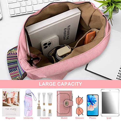 Corduroy Tote Bag For Women, Hobo Crossbody Bag For Women With Guitar Strap, Canvas Messenger Bag For School Work Travel #TOP1