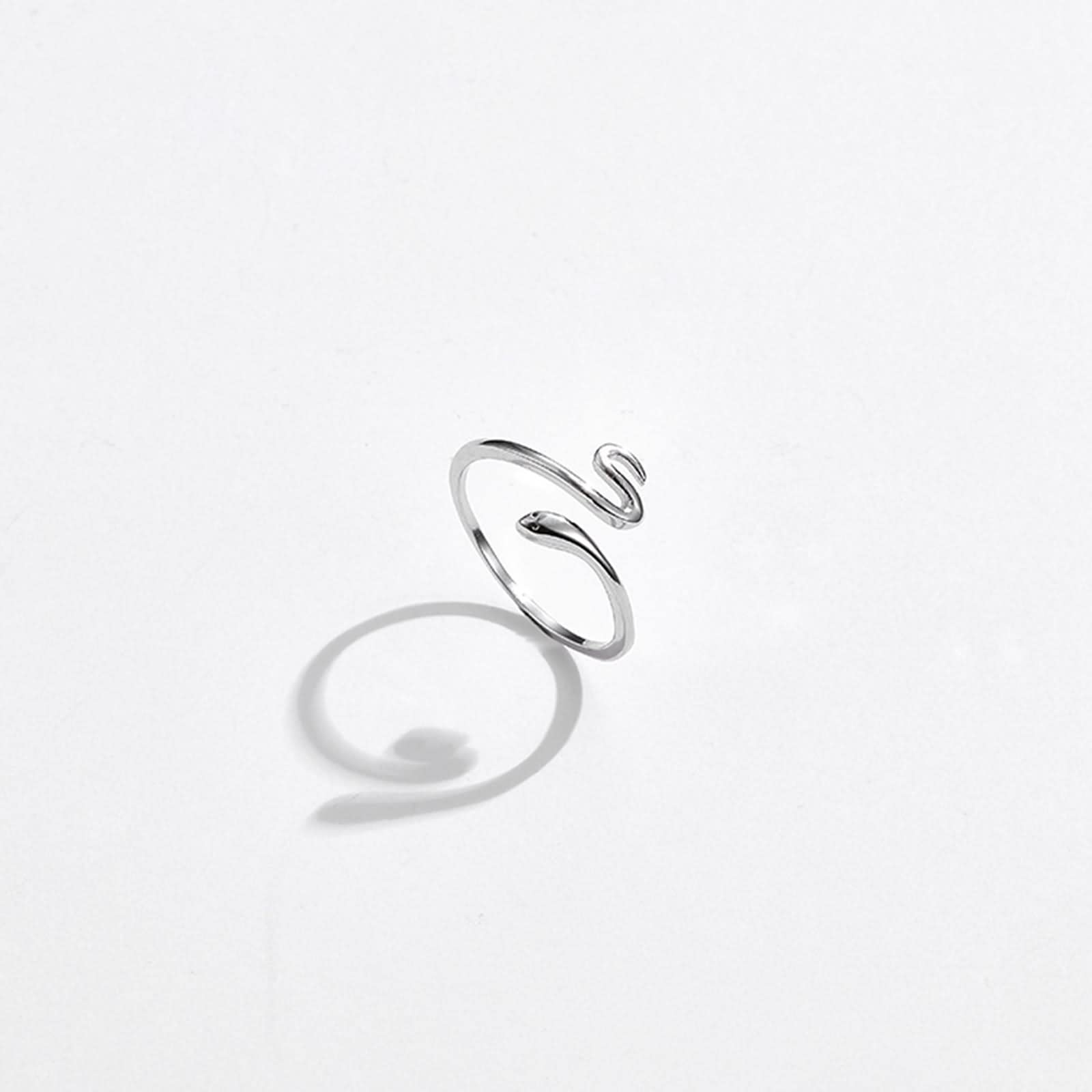 WXKAGF Vintage-Verlobungsring, Freundschaftsringe für Frauen, Schlange, verstellbar, mit Perle aus Sterlingsilber