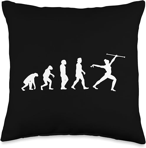 Baton Twirling Majorettes Cute Baton Design Baton Twirling Evolution Throw Pillow, 16x16, Multicolor