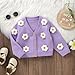 Newborn Baby Girl Boy Cute Long Sleeve Button Up Cardigan Toddler Knit Sweater Infant Fall Winter Clothes (A-Purple Flower, 6-9 Months)