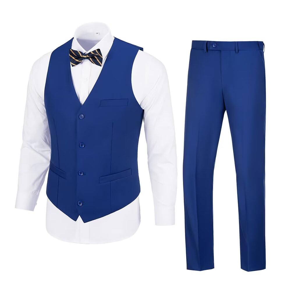 JOYLYJOME Men's Suit 2 Pieces Suit Vest Pants Set,Slim Fit Formal Bussiness Wedding Prom Suits for Men