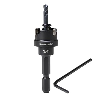 Tungsten Carbide Tipped Quick Change Hole Cutter, 3/4 inch TCT Hole Saw, Oxided Coating with 5mm Hole Depth Heavy Duty, for Stainless Steel, Mild Steel, Iron, Copper, Brass, Plastic