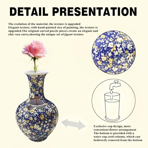Yizhor Unique 3D Puzzle Vase, 162 Curved Pieces DIY Flower Vase Craft Kit & 3D Puzzles for Adults, Creative Jigsaw Art Project Home Décor Centerpiece, for Women