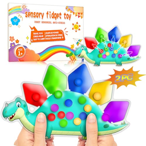 UIIOPJIOM 2PC Dinosaur Color Sorting Sensory Toys for Toddler, Montessori Toy Learning Activities Quiet Calm Down Fidgets for Classroom Valentine for 3 4 5 Year Old Boy Easter Basket Stuffer Gift by UIIOPJIOM - Used condition - US$13.75